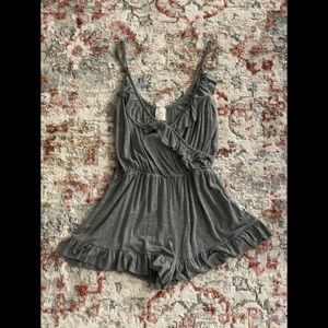 Gray Ruffled Romper